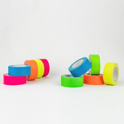 Megatape UT120 Duct Tape - Beschrijfbare fluor Gaffa19 mm x 25 mtr - Combi Set 5 Rollen - Blauw + Geel + Groen + Oranje + Roze
