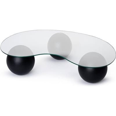 Vente-unique Salontafel van gehard glas - Transparant en zwart - DENISA