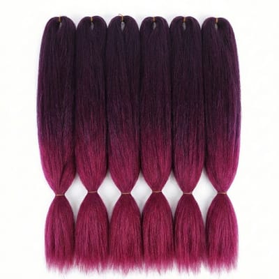 Bordeaux ombre braiding hair vlecht haar extensie extensions dames synthetisch jumbo braid haarvezel ombre rood paars