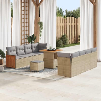 vidaXL - Tuinbank - Set - 11 - st - 11-Aantal - zitplaatsen - Beige - en - Lichtgrijs