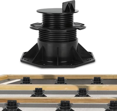 Stelzlager Terrasdragers - Verstelbare Terraspoot Plaatsdrager - Terras Onderbouw Creëren - Traploos In Hoogte Verstelbaar - 60-140 mm - Zwart