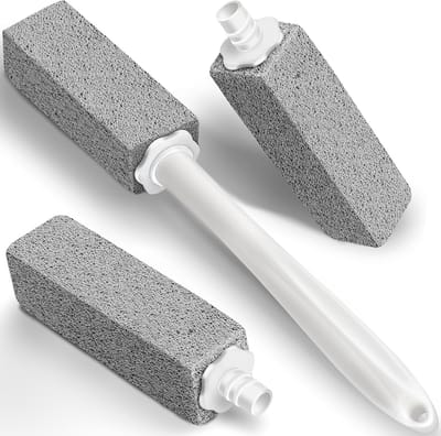 Set van reinigingspuimsteen voor toiletpotten - Extra lange steel, verwisselbaar ontwerp 1 steel + 3 reinigingssteenvullingen - Krachtige verwijdering van hardnekkige kalkaanslag