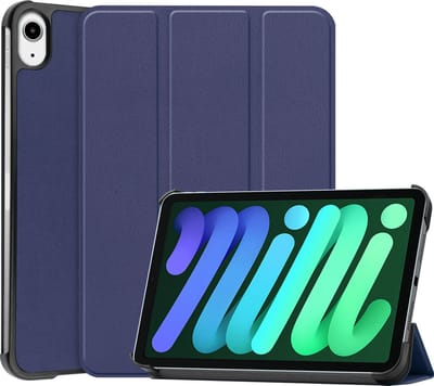 Hoesje Geschikt voor Apple iPad Mini 6 (2021) - 8.3 inch - 6e Generatie - Dun & Stevig - Trifold Bookcase - Hard Cover - Hardcover Book Case - Tablet Hoes - Donkerblauw
