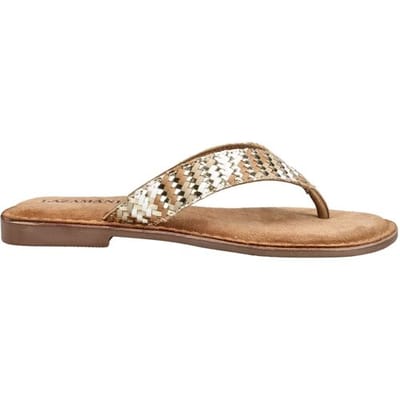 Lazamani - Tess Dames Teenslippers Leer Beige - Maat 37
