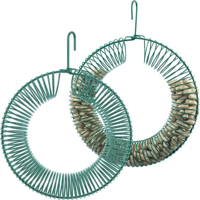 Gtongoko Pindakrans Vogelvoeder 16 Inch, Roest & Waterdicht, Massief Staal Duurzaam Whole Pinda Wild Bird Feeder met Hanghaak, Outdoor, Groen
