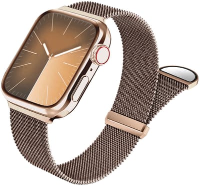 SBG Milanees Bandje Geschikt voor Apple Watch 1/2/3/4/5/6/7/8/9/10/11/SE - 38/40/41/42MM - Roestvrij Stalen Horlogebandje Magnetisch - Rose Goud