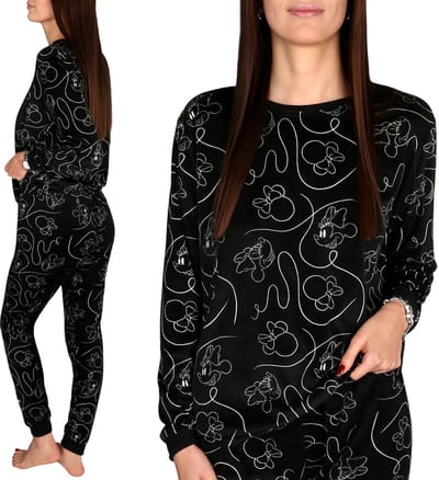 Minnie Mouse TWEE-DELIGE pyjama voor dames, WARM VELOURS pyjama met lange mouwen VOOR WINTER S