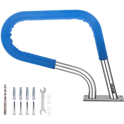 VEVOR Zwembad Roestvrij Stalen Leuningen 76,2x55,8 cm Leuning Afrit 113 kg Rail Zwembad Steunbalk 4,8 cm Buis 2 mm Dik met 1,2 m Handgreepafdekking 4 Ankers voor Ingang Uitgang Zwembad Spa Waterpark
