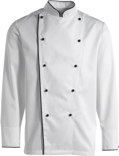 Kentaur Chef jacket w. piping 2341-101 - white w. black piping - XS