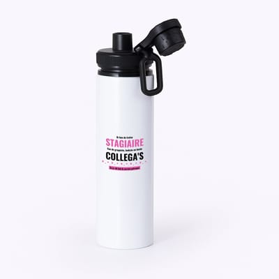 Hacebo® - ik ben de trotste stagiaire van de grappigste, leukste en beste collega's, en ja dit heb ik van hun gekregen waterfles met draaidop zwart - de trotste stagiaire - collega's - werknemers - verjaardagscadeau - water fles - 850ML