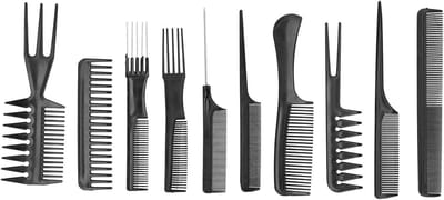 Haarkam Set - Kapperskammen Styling - Haar Stylen - Antistatisch PP Materiaal - 10 Stuks - Zwart