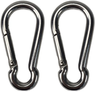 BCF-Products - Karabijnhaak - 6x60mm - 2 stuks - RVS 316 - Musketonhaak - Carabiner - Klein