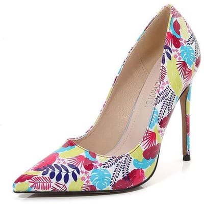 Chaussures en cuir Pu à bout pointu pour femmes, escarpins à talons hauts imprimés en couleur, chaussures de styliste pour robe de soirée, Banquet 33 beige
