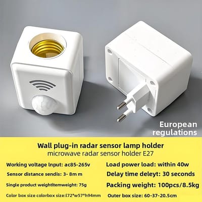 EU Stekker E27 LED Lampvoet met Bewegingssensor PIR Radar Inductie Gloeilamp Houder Socket Adapter Converter Verstelbaar