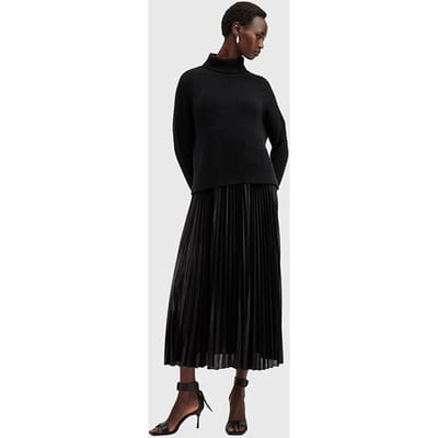 AllSaints Spark Dress Black Maat: XS | Midi Jurken Outlet | Dames | Zwart