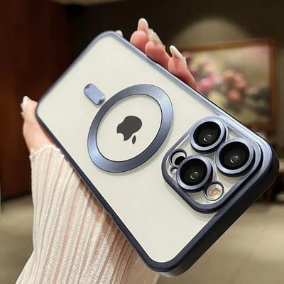 Schokbestendige Matte Plating Magnetische Clear Case Voor iPhone 15 14 13 12 11 Pro Max 15 Plus Siliconen Draadloze Oplading Zachtroze Hoesje For iPhone 13 gray