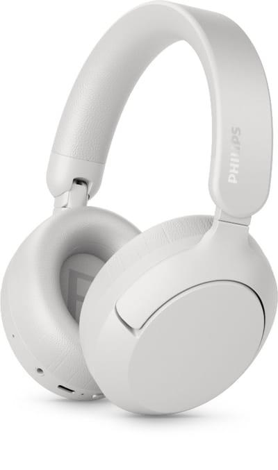 PHILIPS TAH6000WT over-ear draadloze hoofdtelefoon met adaptieve ruisonderdrukking, 80 uur afspeeltijd, Dynamic Bass, 40 mm drivers, Bluetooth 6.0, multipoint, gesprekken met 5-microfoons, wit