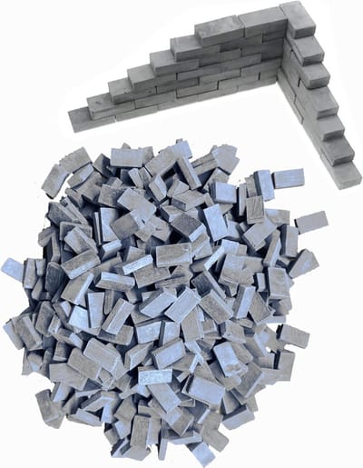 Miniatuur Bakstenen 420 Stuks Grijs Patroon, 1:35 Bouwblokken voor Micro Landschap, DIY Poppenhuis en Diorama Decoratie