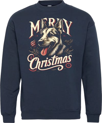 Kersttrui Hond Shepherd | Foute Kersttrui Dames Heren | Kerstcadeau | Kerstpakket | Navy | maat XS