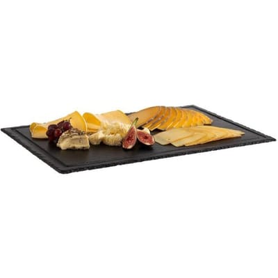 GGM Gastro (6 Stück) Naturschieferplatte - 580x380mm - mit Saftrille - Schwarz