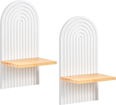Drijvende Boho Wandplank van Hout met Verborgen Bevestiging, Decoratie voor Woonkamer, Slaapkamer en Kinderkamer, Ideaal voor Planten en Kaarsen