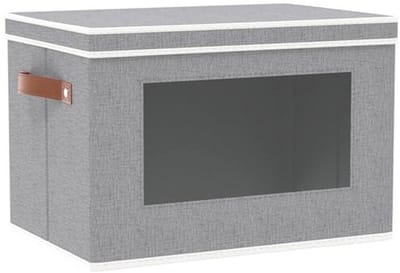 Kartonnen opbergdozen met deksel - Opvouwbare kastorganizer met transparant venster en ruimtebesparende containers 45 x 30 x 30 cm