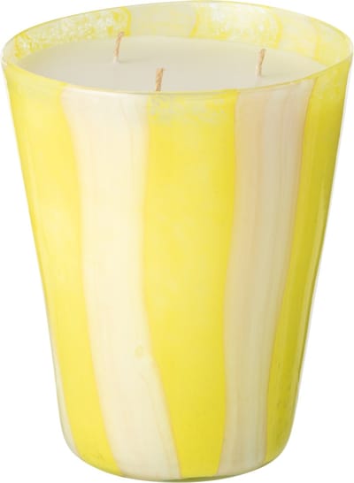 J-Line geurkaars Noa Strepen - Yashioka Gardenia - glas - geel - large - 95U