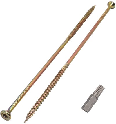 Houtschroeven Verzinkt Staal - Spaanplaatschroeven Torx - Bouwen Houten Constructies - Type 17 Punt - 60 x 240 mm - Geel