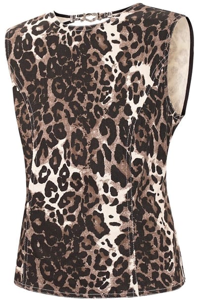 Gimme - Leopard Print Cotton Top – Mouwloze Katoenen Top – Eigentijds Geweven Shirt met Luipaardprint - Bruin - Maat S