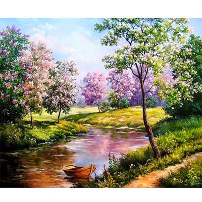 5D bricolage diamant peinture  bateau dans l'eau  diamant broderie point de croix strass mosaïque peinture 20X30CM gray