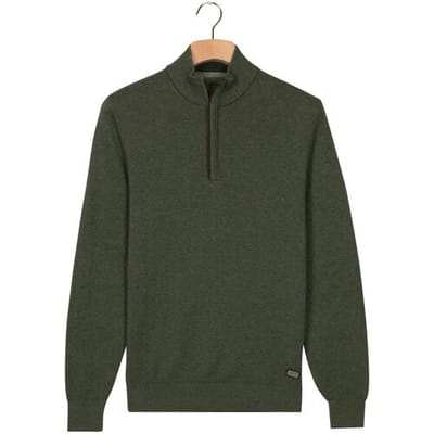 Baileys Trui Cotton Half Zip Allover Two-Tone Donker Groen / male