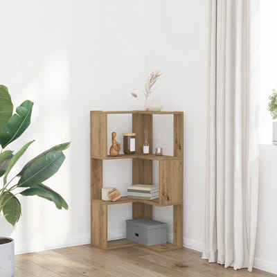 vidaXL - Boekenkast - 3-laags - hoek - 50x50x102 - cm - hout - artisanaal - eikenkleur