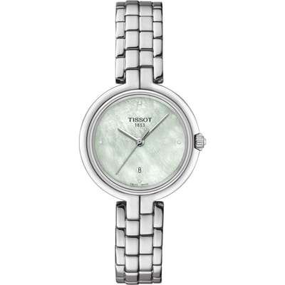 Tissot Dames Flamingo Horloge met Armband en Witte Parelmoer Wijzerplaat (Officieel geïmporteerd) T0942101111602