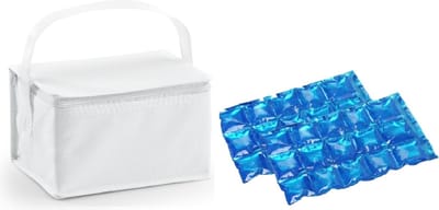 Kleine koeltas voor lunch wit met 2 stuks flexibele koelelementen 3.5 liter