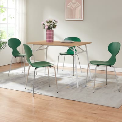 Eetkamerstoelen Kil set van 4 groen en chroom [en.casa]