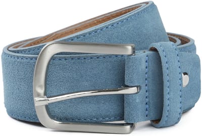 Suitable Riem Suède Leer Blauw - Maat 105 - Heren leren broekriem / broeksriem - Ceintuur - Riem casual