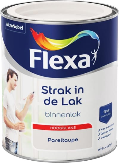 Flexa - Strak in de Lak - Watergedragen - Hoogglans - pareltaupe - 0,75 liter