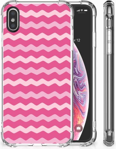 Apple iPhone X | Xs Doorzichtige Silicone Hoesje Waves Pink