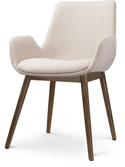 Nolon Nio-Eef Eetkamerstoel beige - walnoot houten onderstel - scandinavisch - armstoel - comfortabel - stoffen