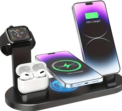 PolkaHome 3-in-1 Draadloos Oplaadstation – oplaadstations – oplaad station – Snelladen voor iPhone, Samsung & AirPods (Exclusief Horlogelader)