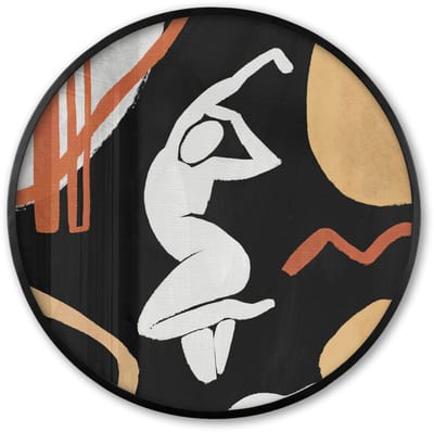 Poster in lijst Rond - Fotolijst 60x60 cm - Posters - Vrouw - Figuur - Abstract - Ronde posterlijst zwart - Decoratie - Wanddecoratie woonkamer - Muurdecoratie slaapkamer