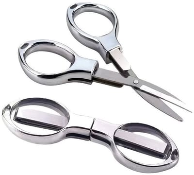 Opvouwbare RVS Mini Schaar – Zilver – Telescopisch – Draadschaar / Naaischaar / Borduurschaar – Met Sleutelring Gat – Compact & Duurzaam – Reistravel Tool