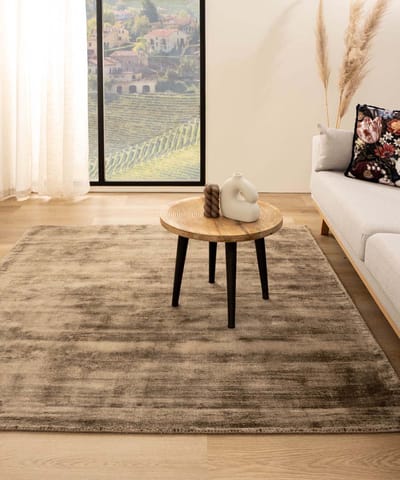Viscose vloerkleed vierkant - Glamour bruin 160x160