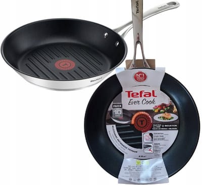 Tefal Evercook Grillpan 26cm - Zilver, Geschikt voor Inductie