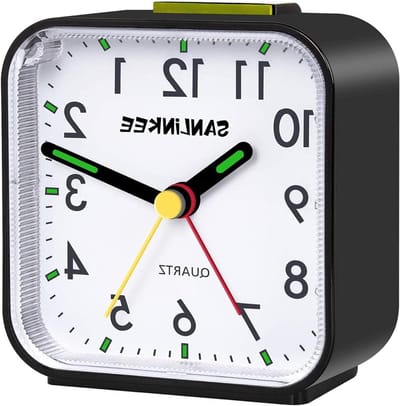 Wekker Klok - Analoge Klok - Rustig Wakker Worden - Stil Tikken - Grote Cijfers - Zilver