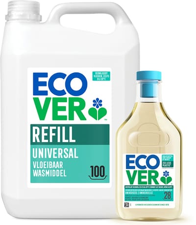 Ecover - Vloeibaar Wasmiddel Universal - Voordeelverpakking 5 L + 1 L - 128 wasbeurten - Plantaardig & Biologisch afbreekbaar - Krachtige reiniging bij 20°C - Frisse geur
