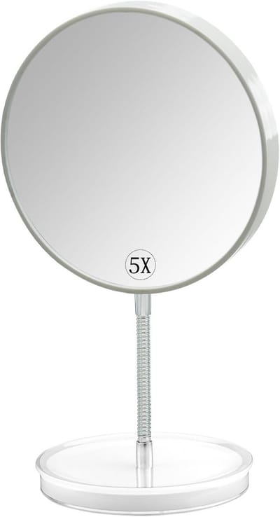 Vergrotende Make-up Spiegel - Dubbelzijdig Tafelmodel - Nauwkeurige Make-up - 360 Graden Rotatie - 6 Inch Diameter - Wit