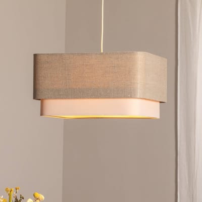 Maco Design Kwadro Duo hanglamp, crème/beige, 50x50cm, linnen