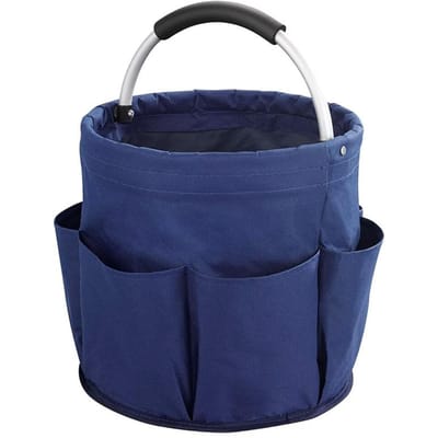 Sac Organisateur de Rangement Grand 17L Panier Pliant Sac Fourre-tout de Pique-nique Caddie de Nettoyage d'Extérieur avec Poignée Sac à Outils Fournitures de Nettoyage bleu marine