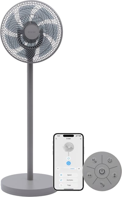 Evolar Smart Ventilator Staand - 36W - Incl. Accu - Statiefventilator - Ambient Light - WiFi - App & Afstandsbediening - EVO-SF36GW